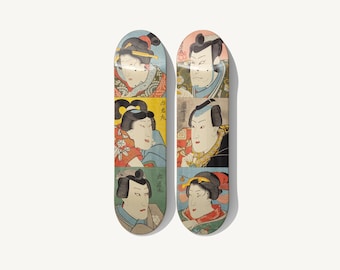 1785 Shunkō II Skateboard Deck Triptych Japanese Print - Etsy