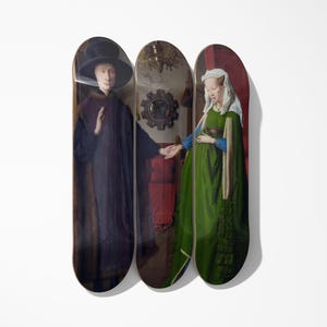 Set of 3 Skateboard Art Decks – Iconic Portrait Triptych on Maple Wood, Modern Wall Decor, 7-Ply Boards, Unique Collectible Gallery Display