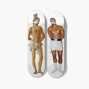 Muhammad Ali & Saint Sebastian Skateboard Deck Art: Modern Wall Decor, Set of 2