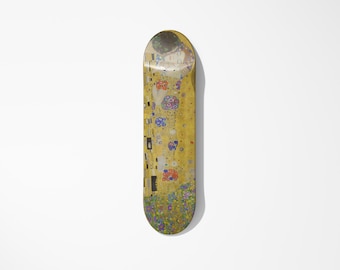 Klimt 'The Kiss' Skateboard Deck Art: Maple Wood Wall Decor