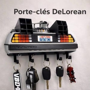 Llavero de pared DeLorean | Llavero de Regreso al Futuro | Decoración de entrada geek | Llavero de Regreso al Futuro
