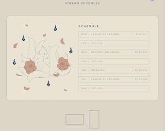 Minimal Kitsune Stream Schedule - Desktop & Mobile