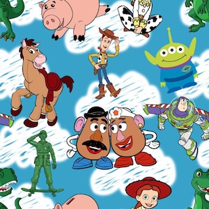 Woody-tyg Buzz Lightyear-tyg Disney Toy Story-tyg 55 tum brett per halv meter, presentförpackningstyg quiltning tecknat bomullstyg