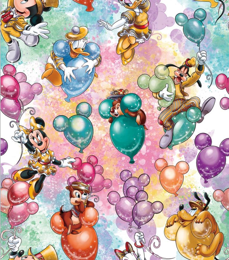 Disney Mickey Mouse & Minnie Mouse Fabric, Cartoon Friends Fabric, Magic Kingdom Cartoon Cotton Fabric, Anime Fabric, By The Half Yard