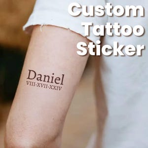 Tatuaje temporal personalizado con texto - Tatuaje de nombre personalizado - Cualquier frase o texto en tatuajes falsos - Despedida de soltera