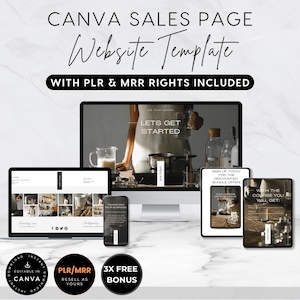 Canva Website Vorlage, Landing Page, Sales Funnel, Canva Sales Page Template, Business Website, Digitales Produkt, PLR MRR