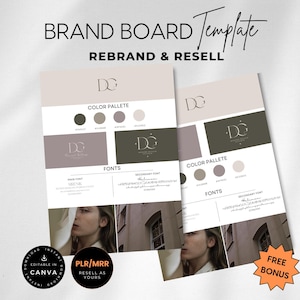 PLR MMR Brand Board Template, Brand Kit Template, Editable Brand Kit, Branding Kit, DIY Brand Board, Digital Product, Canva Template