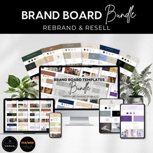 Brand Board Bundle PLR MMR, Editable Brand Board, Canva Template, Branding Kit , Small Business , DIY branding Kit , Colour Palette
