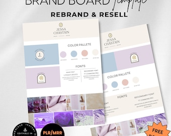 Plantilla de tablero de marca, plantilla de kit de marca, kit de marca editable, kit de marca prediseñado, tablero de marca DIY, producto digital, plantilla de Canva