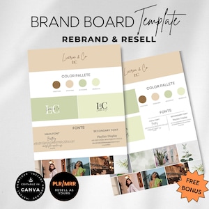 PLR MMR Brand Board Template, Boho Brand Kit Template, Editable Brand Kit, Brand Kit, DIY Brand Board, Digital Product, Canva Template
