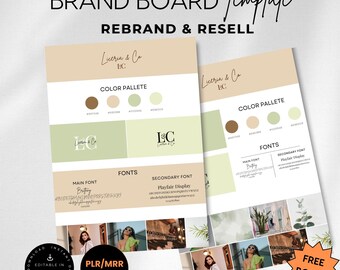 Boho Brand Board Template, Brand Kit Template, Editable Brand Kit, Pre-made Branding Kit, DIY Brand Board, Digital Product, Canva Template