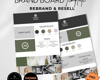 Aesthetic Brand Board Template,Brand Kit Template, Editable Brand Kit, Pre-made Branding Kit, DIY Brand Board,Digital Product,Canva Template