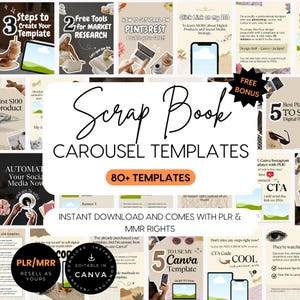 Scrapbook Instagram Carousel Templates: Canva Editable (PLR & MRR)