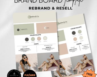 Boho Brand Board Template, Brand Kit Template, Editable Brand Kit, Pre-made Branding Kit, DIY Brand Board, Digital Product, Canva Template