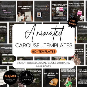 Animated Instagram Carousel Templates: Canva Editable, PLR MRR (Digital Download)