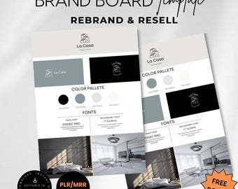 Grey Brand Board Template, Brand Kit Template, Editable Brand Kit, Pre-made Branding Kit, DIY Brand Board, Digital Product, Canva Template