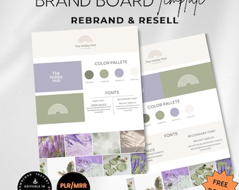 Light Brand Board Template, Brand Kit Template, Editable Brand Kit, Pre-made Branding Kit, DIY Brand Board, Digital Product, Canva Template