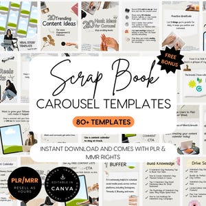 Scrapbook Instagram Carousel Templates: 80+ Editable Designs (PLR MRR Digital Products)