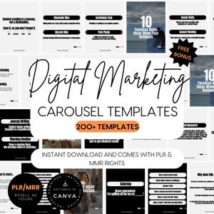 Instagram Karussell Vorlagen für digitales Marketing, PLR MRR digitalen Produkten, Ig Karussell Vorlage, Social Media Inhalt, bearbeitbare Canva Vorlagen