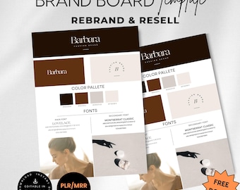 Brown Brand Board Template, Brand Kit Template, Editable Brand Kit, Pre-made Branding Kit, DIY Brand Board, Digital Product, Canva Template
