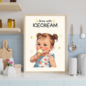 ¡Crece con ICECREAM, el mejor arte de pared A3 png para el verano!, descarga digital instantánea, sin póster de producto físico, para bebé
