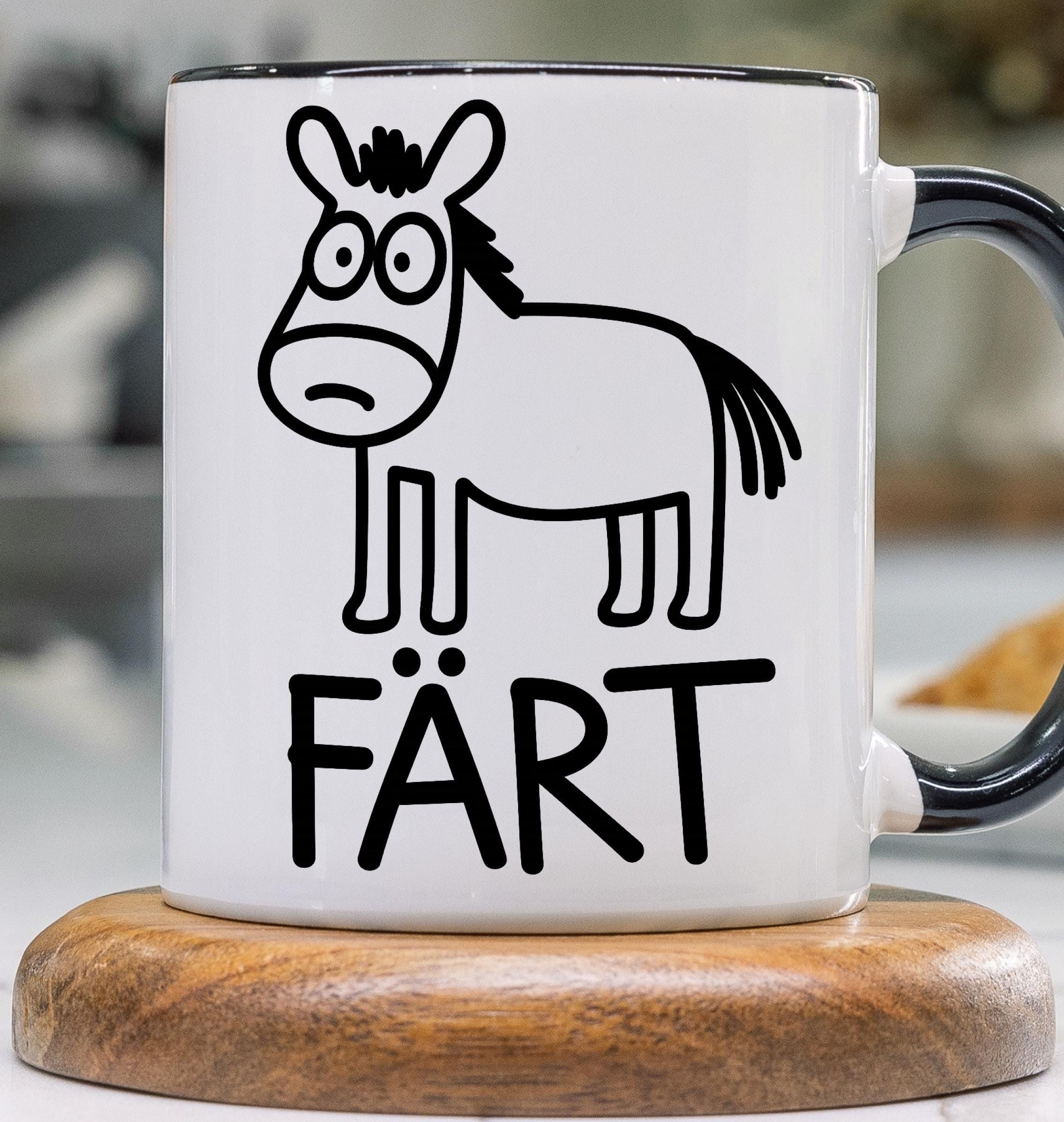 Lustige Pferde-Tasse „Färt“ – 330 Ml Keramik, Spülmaschinenfest, Beidseitig Bedruckt