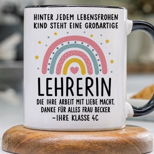 Lehrerin Tasse mit Spruch personalisiert Geschenkidee für Lehrerinnen personalisierbar mit Name Abschied Abschiedsgeschenk KaffeeTasse