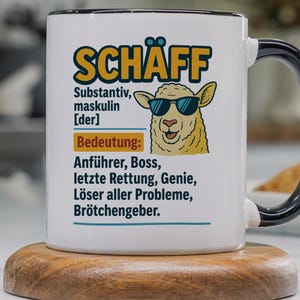 Personalisiert Chef Tasse mit Spruch Schäff Schaf Geschenke für den Chef Becher Kaffeetasse Chef Geschenkidee Geburtstags-Geschenk Abschied