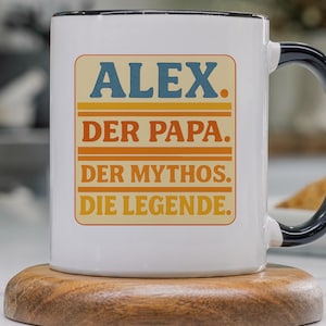 Personalisiert Papa Tasse, Geschenk Vater Geburtstagsgeschenk Kaffeebecher personalisiert, individueller Vatertag Wunschtext Kaffeetasse
