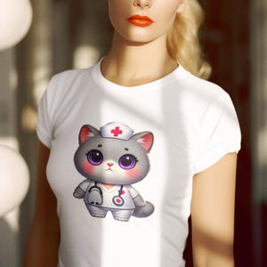 Cute Nurse Cat Tee, Funny Cat Shirt, Pet Lover Gift, Animal Lover Apparel, Medical Humor T-Shirt, Cute Cat Design