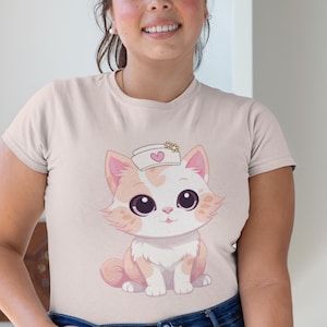 Cute Nurse Cat Tee, Funny Cat Shirt, Pet Lover Gift, Animal Lover Apparel, Medical Humor T-Shirt, Cute Cat Design