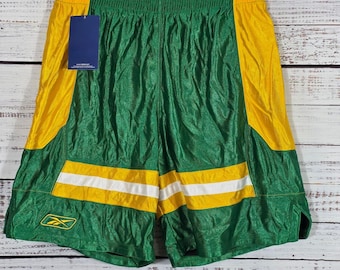 Vintage Reebok shorts NWT green/yellow/white Y2K Athletic Retro Ladies L