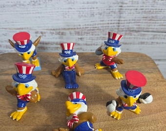 1980's Los Angeles Olympics Sam the Eagle Mascot Figurines lot- Set of 6