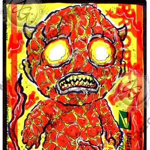 Demonling, approx 5x4&quot; hand-cut print (sticker slapz - Series I)