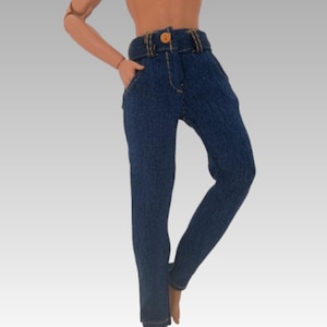 Stylish Stretchy Denim Jeans for Ken Doll - Handmade Fashion Doll Pants - Male Ken Doll Scale 1:6