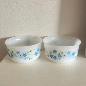 Vintage Set of Two Arcopal Ramekins | Blue Flowers, &quot;Myosotis&quot; Pattern