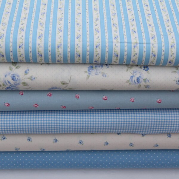 Petit Rose blue fabric 6 yards, french style design petit fleur fabric, zakka kawaii supplies fabric