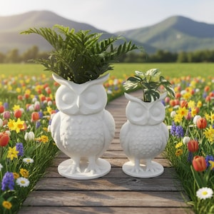 Eule Blumentopf 3D Druck 2 Größen | Übertopf Sukkulenten Tiermotiv | Owl Planter Pot Geschenk Deko