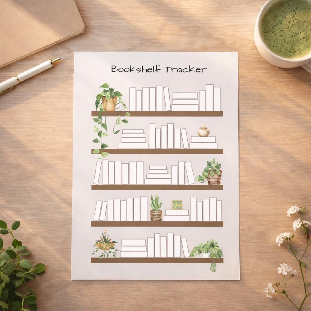 Printable Bookshelf Tracker | Reading Log, Book Journal (PDF + Canva ...