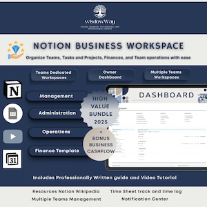 Notion Agency ビジネスワークスペーステンプレート、プロジェクトおよびクライアント管理、財務ダッシュボード、タイムシートトラッカー、チームオペレーションハブ、プランナー