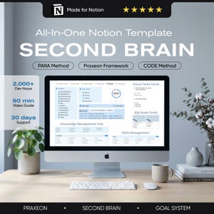 Second Brain Notion Template Goal Tracker & Knowledge Hub  Learning Skills Dashboard