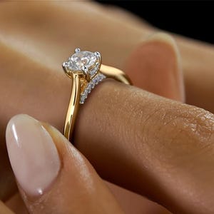 Diamond Ring | 14K Real Yellow Gold With Lab Grown Diamond | Engagement Ring | Wedding Rings |Gift for her | 1.00 Ct CVD Diamond Ring