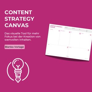 Vorlage: Content Strategy Canvas I Content Strategie I Marketing-Tool für Selbstständige, Fach- und Führungskräfte