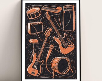 Musical Instrument Gear Art Print Poster