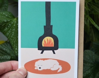 Sleepy Dog Greetings Card