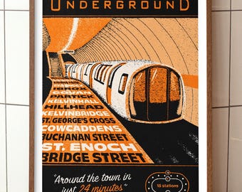 Glasgow Underground Subway Art Print Poster