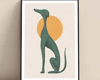 Long Dog Greyhound Whippet Art Print Poster