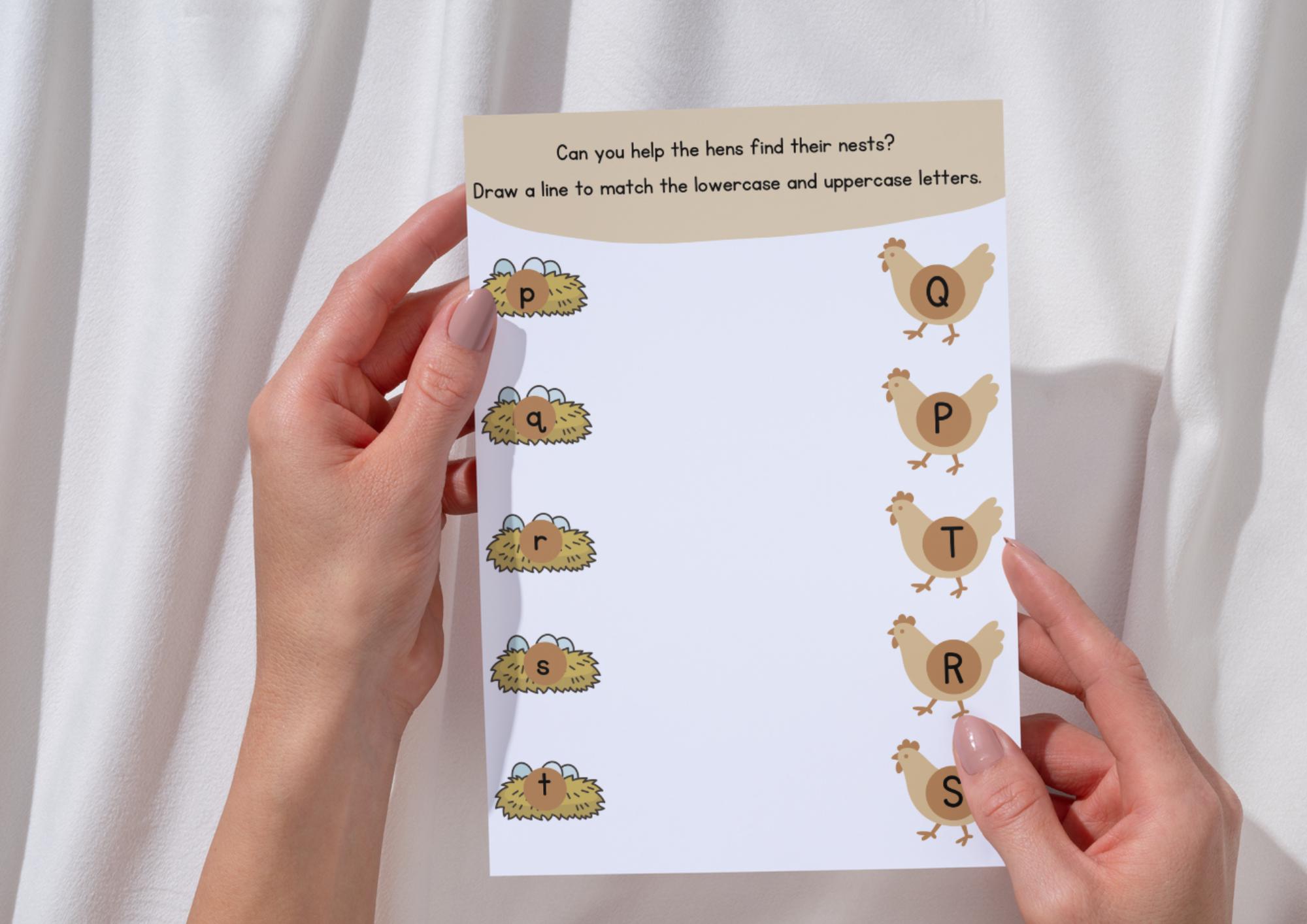 Chicken Letter Matching Worksheet, Preschool Alphabet Printable (PDF ...