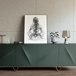 Frau Poster x Bleistift Skizze Poster x Poster x rt x Wandbehang x Wanddekor x Yoga Skizze