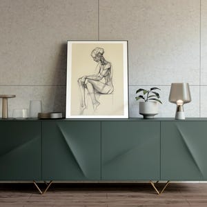 Frau Poster x Bleistift Skizze Poster x Poster x rt x Wandbehang x Wanddekor x Yoga Skizze